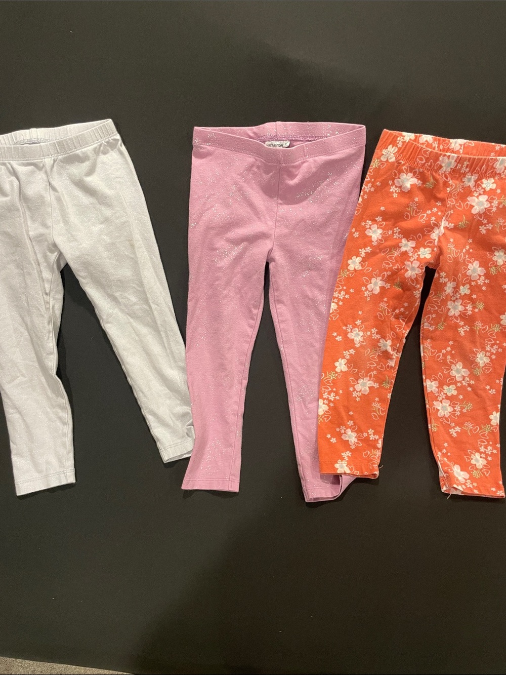 Old Navy Girls' Pink Glitter & White and Orange Floral Leggings Set